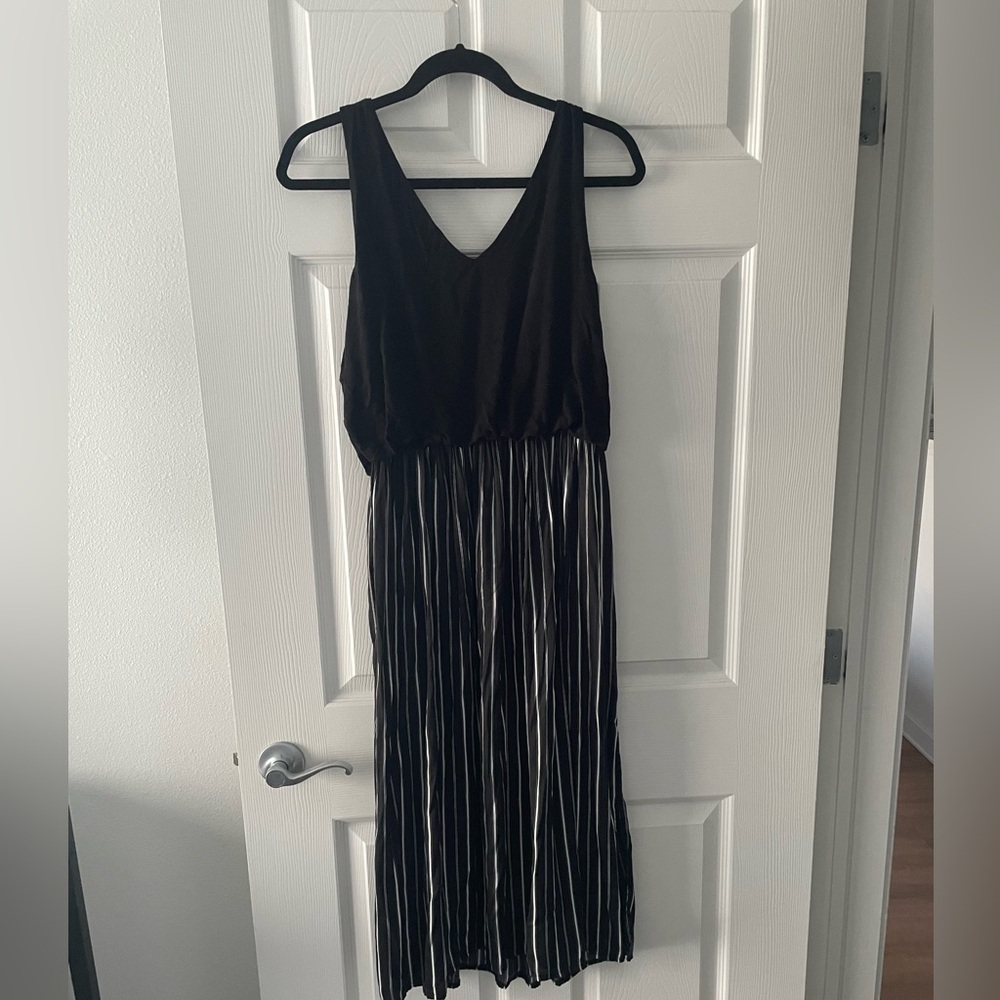 LOFT Black and White Striped Dress